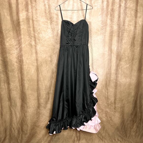 Formal Gown Jcpenney Ruffle Dress Vintage 80s JCPenney Party Prom Dress Pink Bow Purple Taffeta Black Formal Gown Jcpenney Ruffle Dress Vintage 80s JCPenney Party Prom Dress Pink Bow Purple Taffeta Black